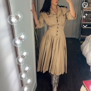 Classic Utility Shirt Dress in Khaki